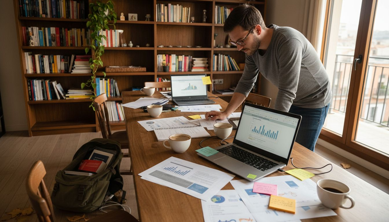 Persona buscando y comparando terapeutas para recibir atención en casa