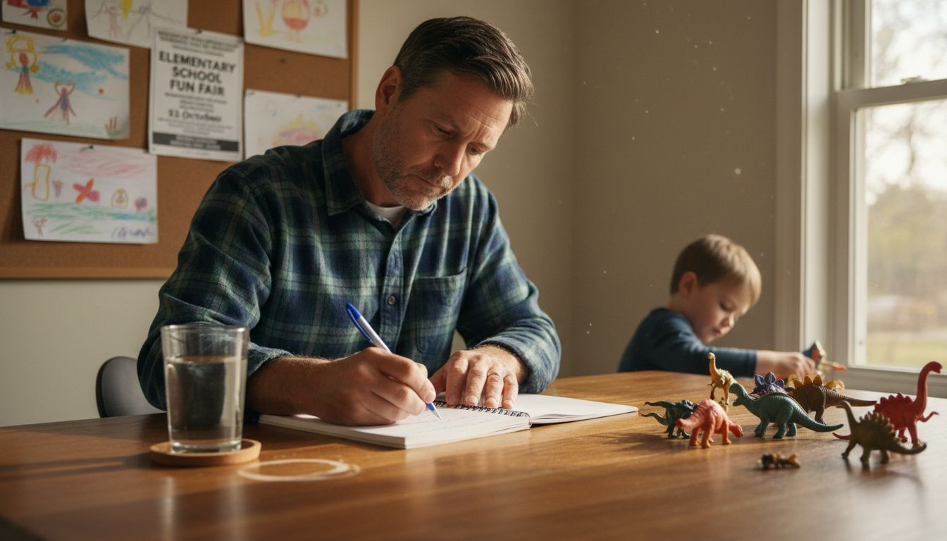 Father journaling about family interactions