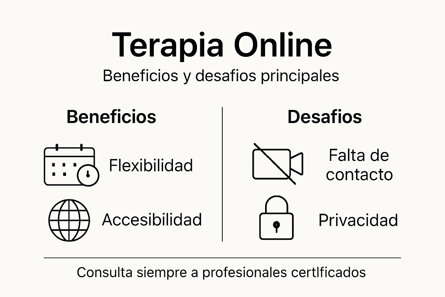 Guía visual sobre la terapia online: ventajas y retos