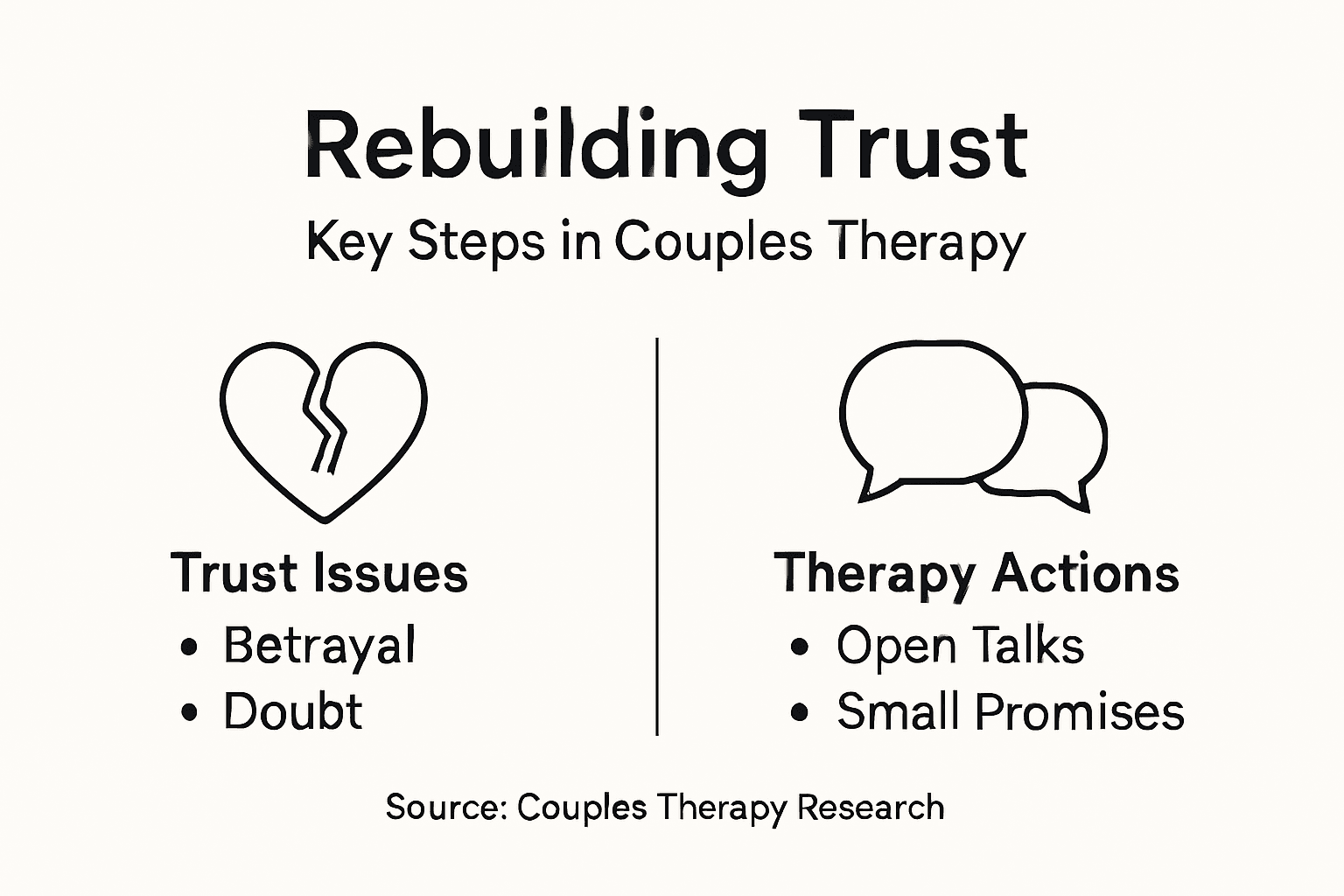 Infographic on trust rebuilding steps in couples therapy