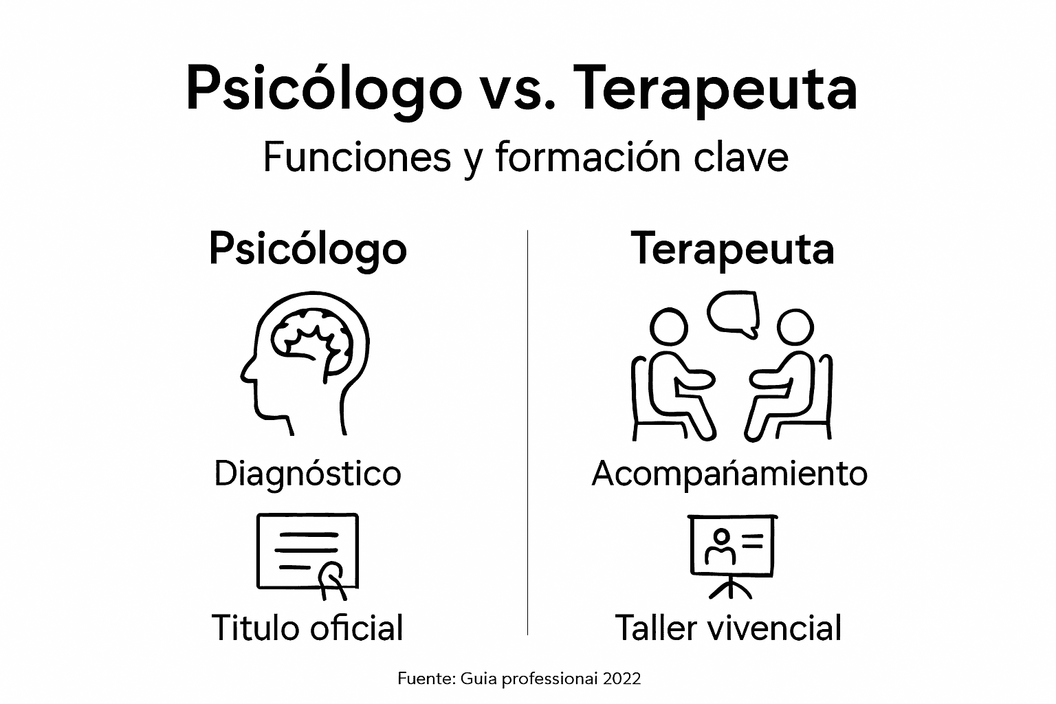 Infografía: principales diferencias entre un psicólogo y un terapeuta