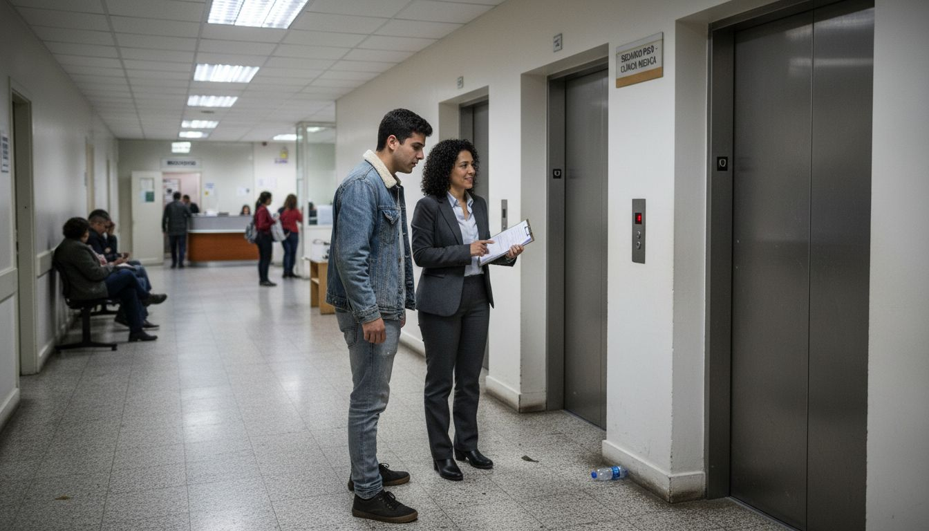 Terapia de exposición junto al ascensor acompañada por un especialista