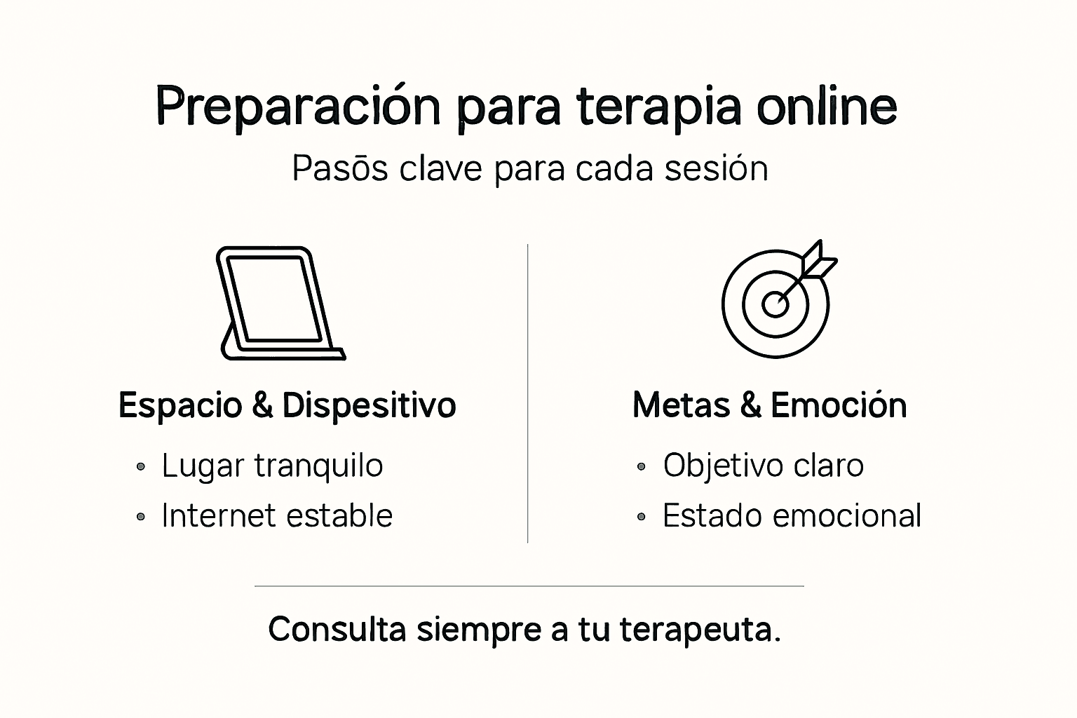 Infografía: pasos esenciales para comenzar una terapia online