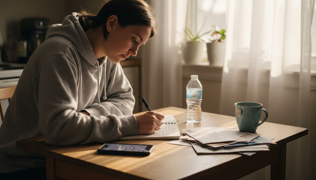 Person journaling before trauma therapy session