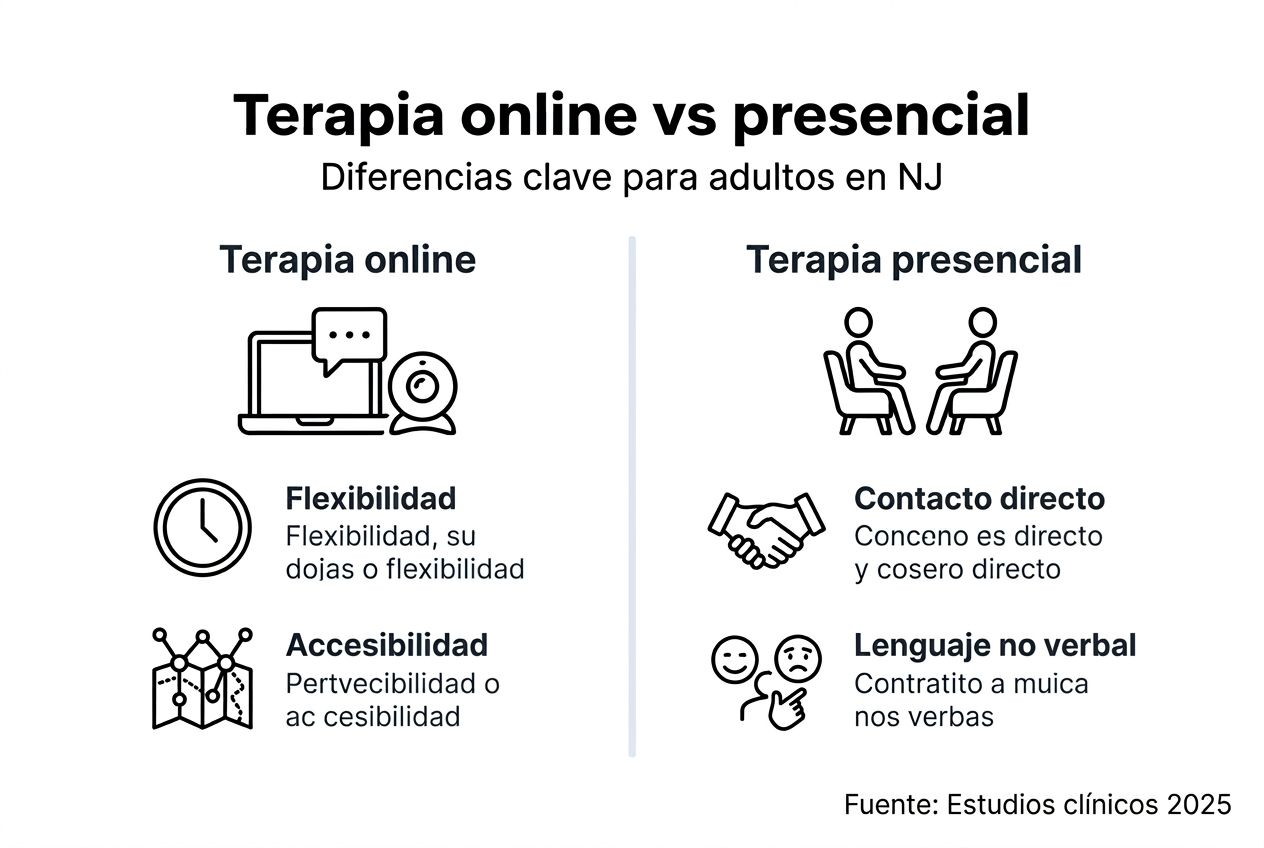 Infografía: diferencias clave entre la terapia online y la terapia presencial