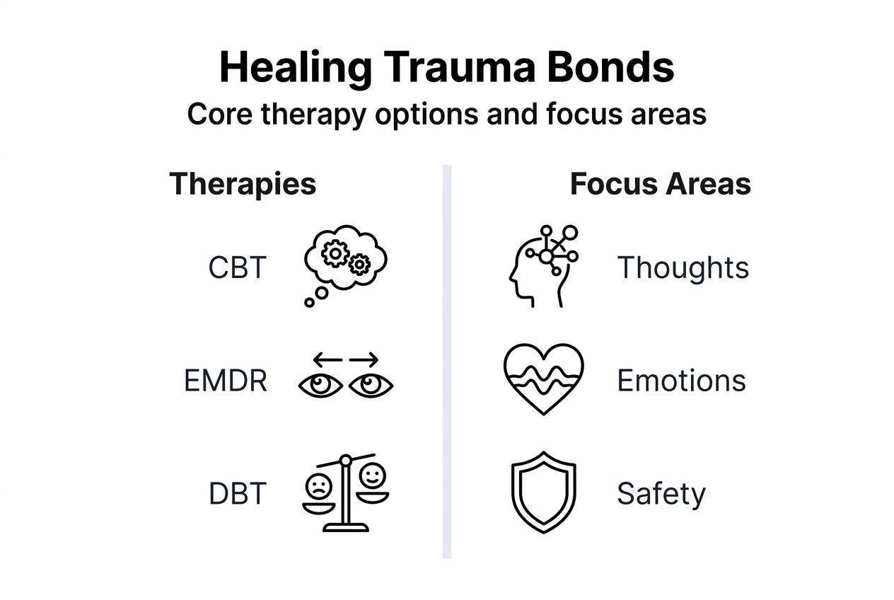 Infographic with therapy options for trauma bonds