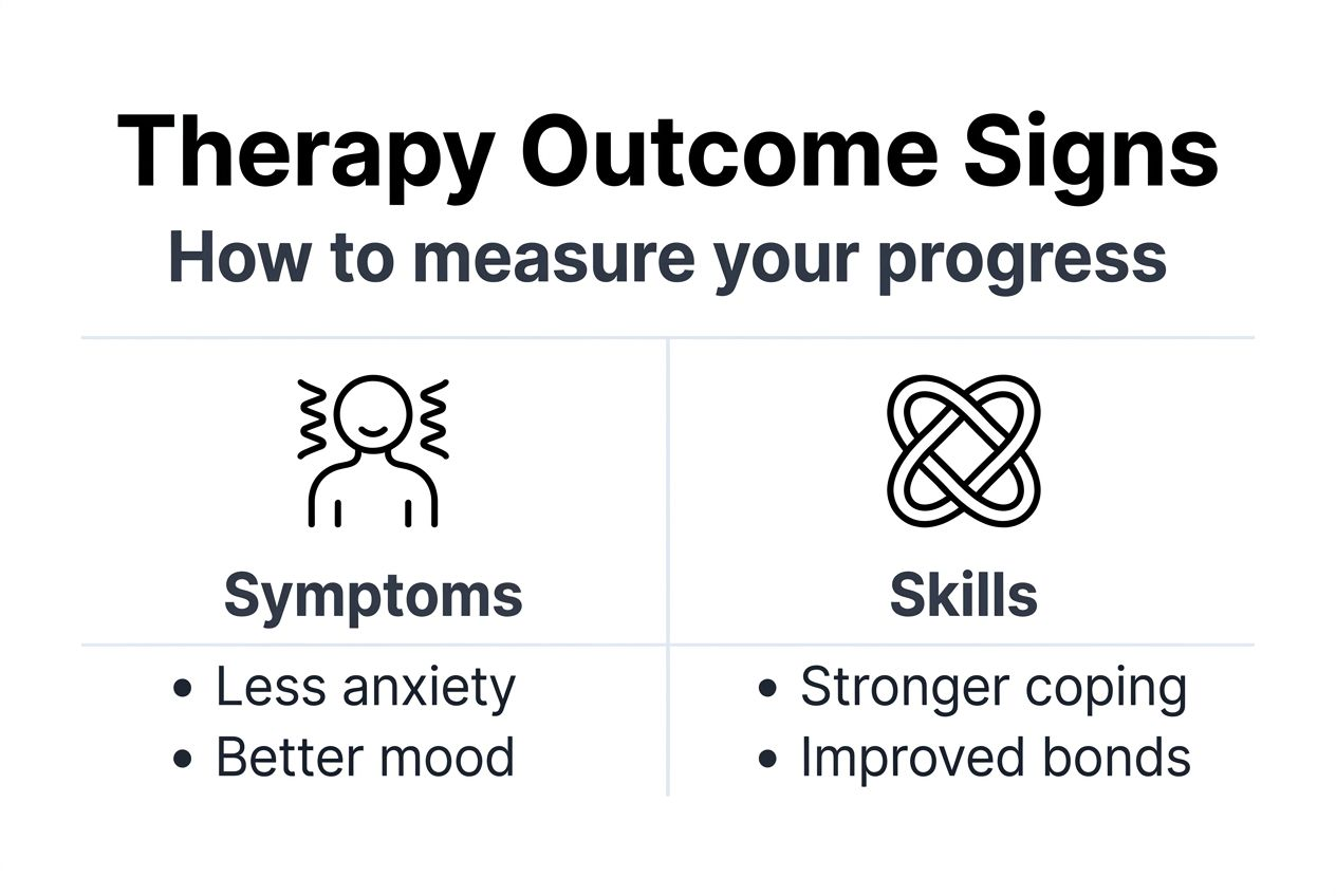 Infographic showing signs of therapy progress