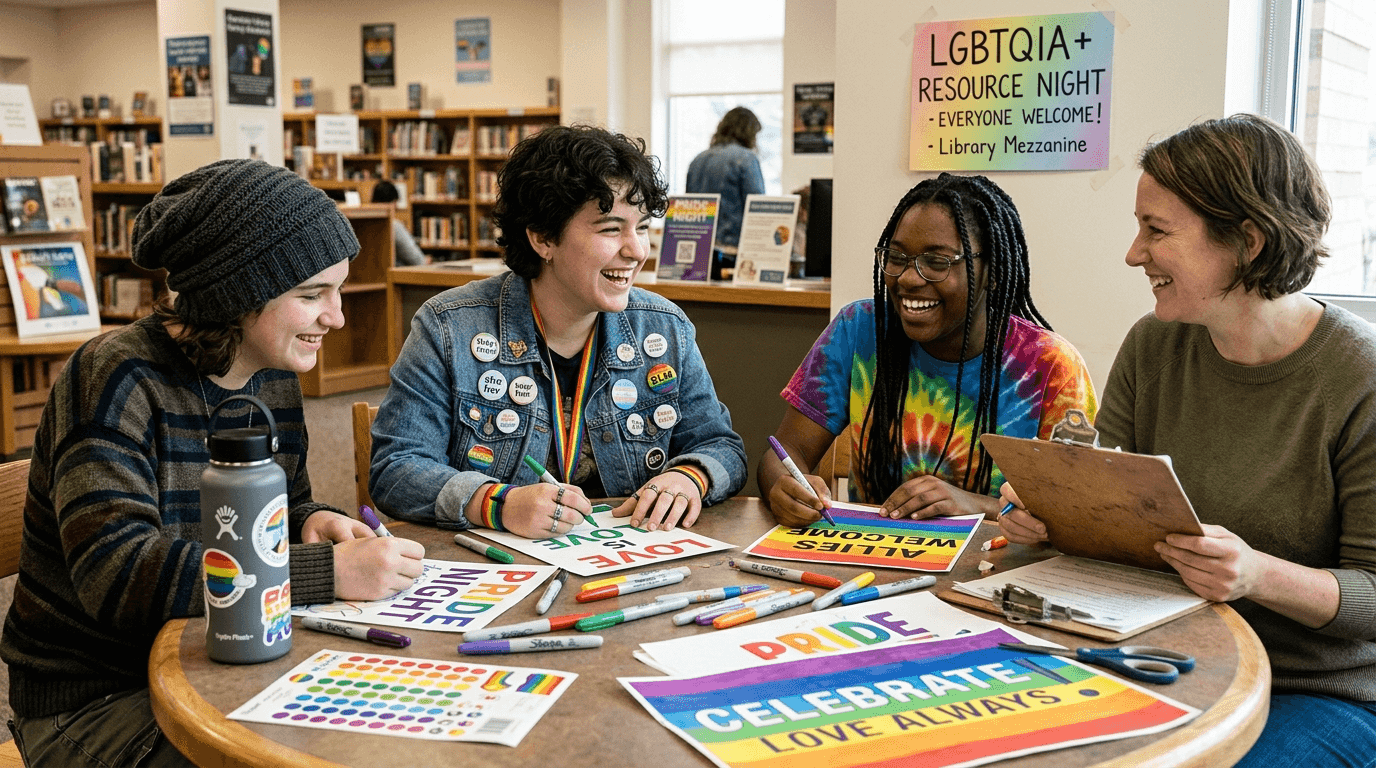 Teens and adult prep for LGBTQIA event