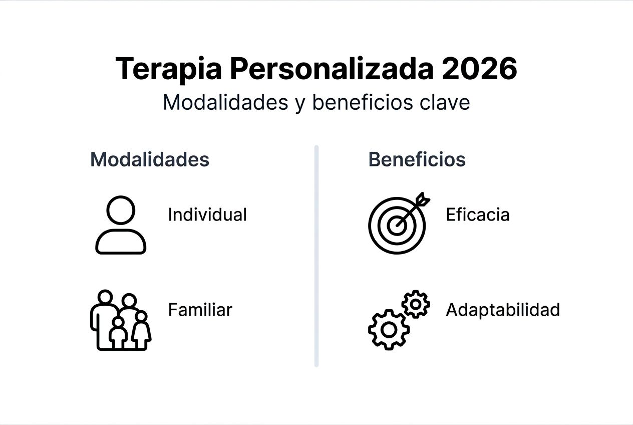 Guía visual sobre los tipos de terapia y sus principales ventajas