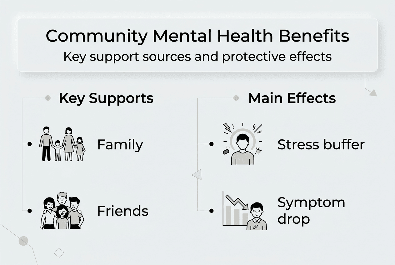 Infographic of support types and mental health effects