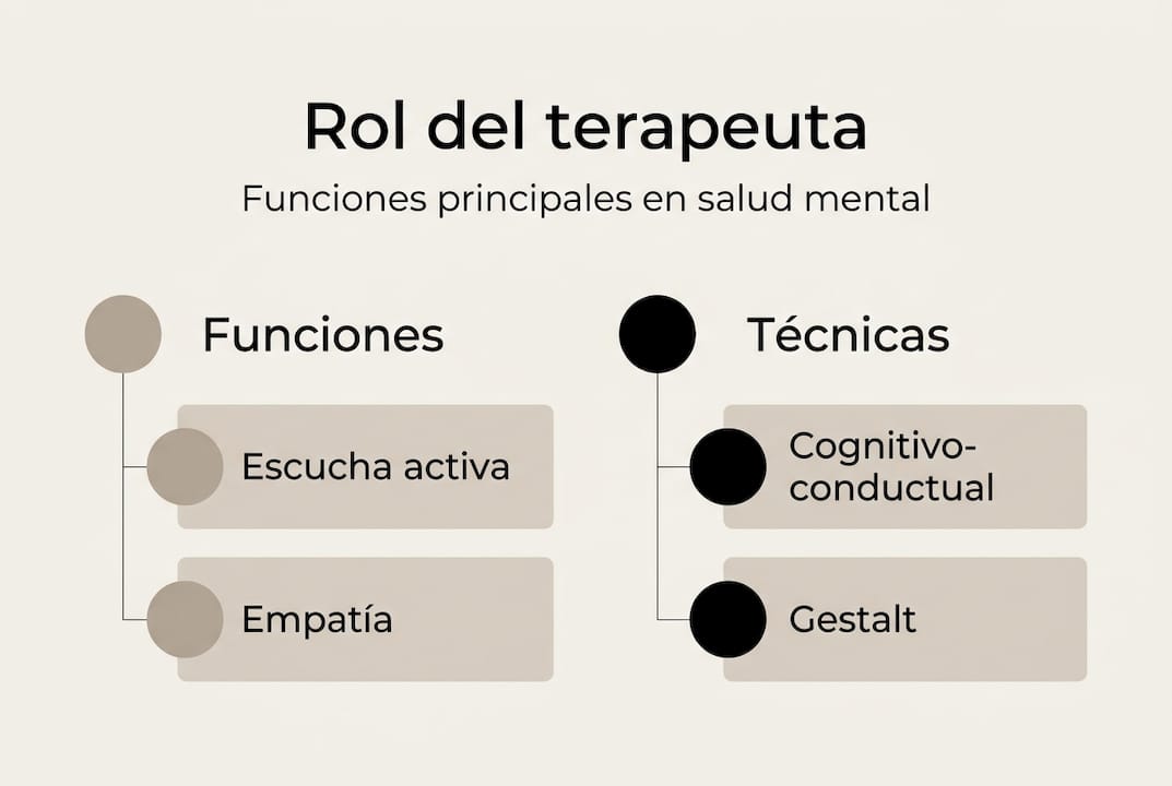 Infografía: principales roles y estrategias que emplea un terapeuta