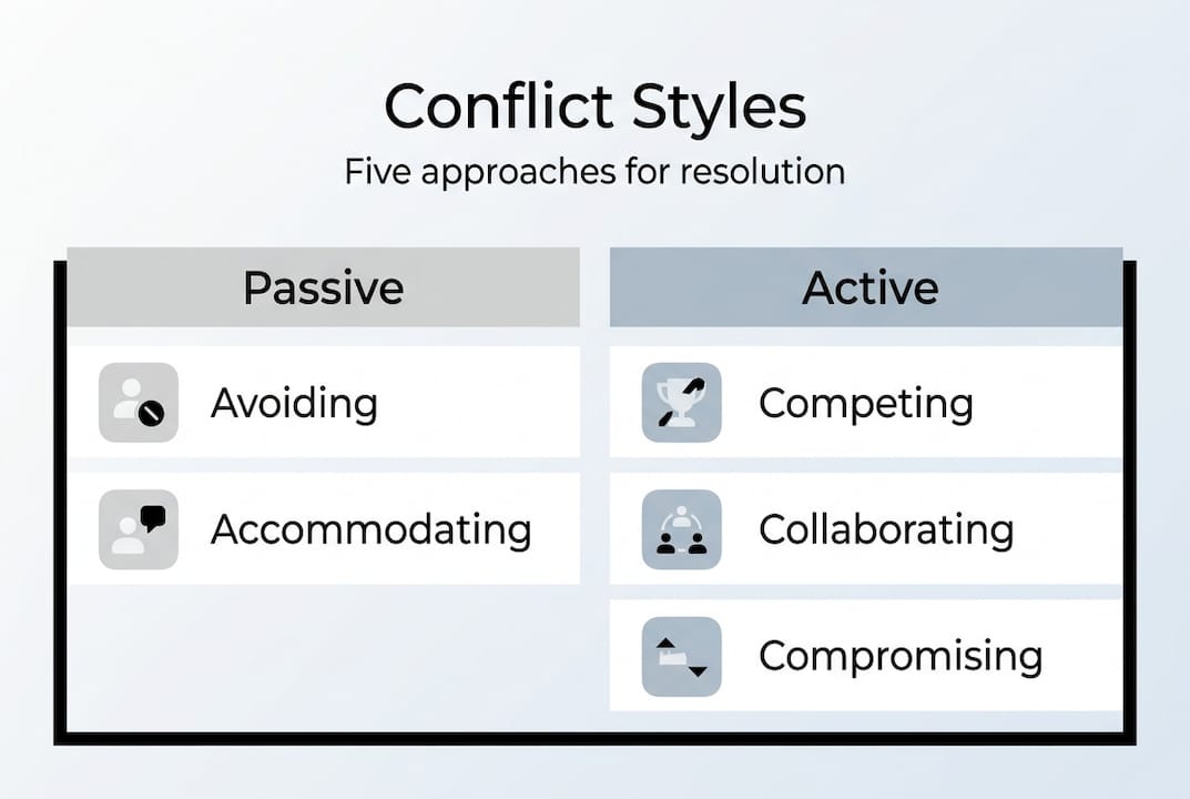 Infographic summarizing Thomas-Kilmann conflict styles