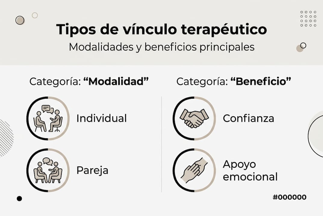Infografía sobre los diferentes tipos de relaciones terapéuticas