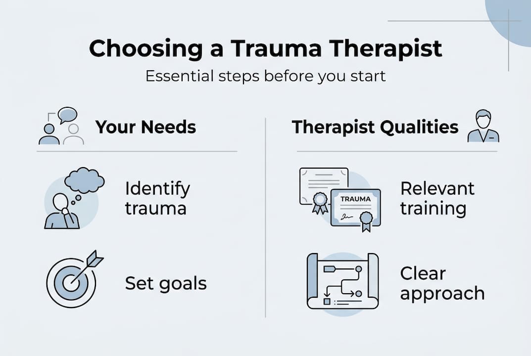 Infographic overview of trauma therapist selection