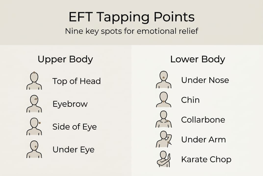 Infographic showing nine EFT tapping points