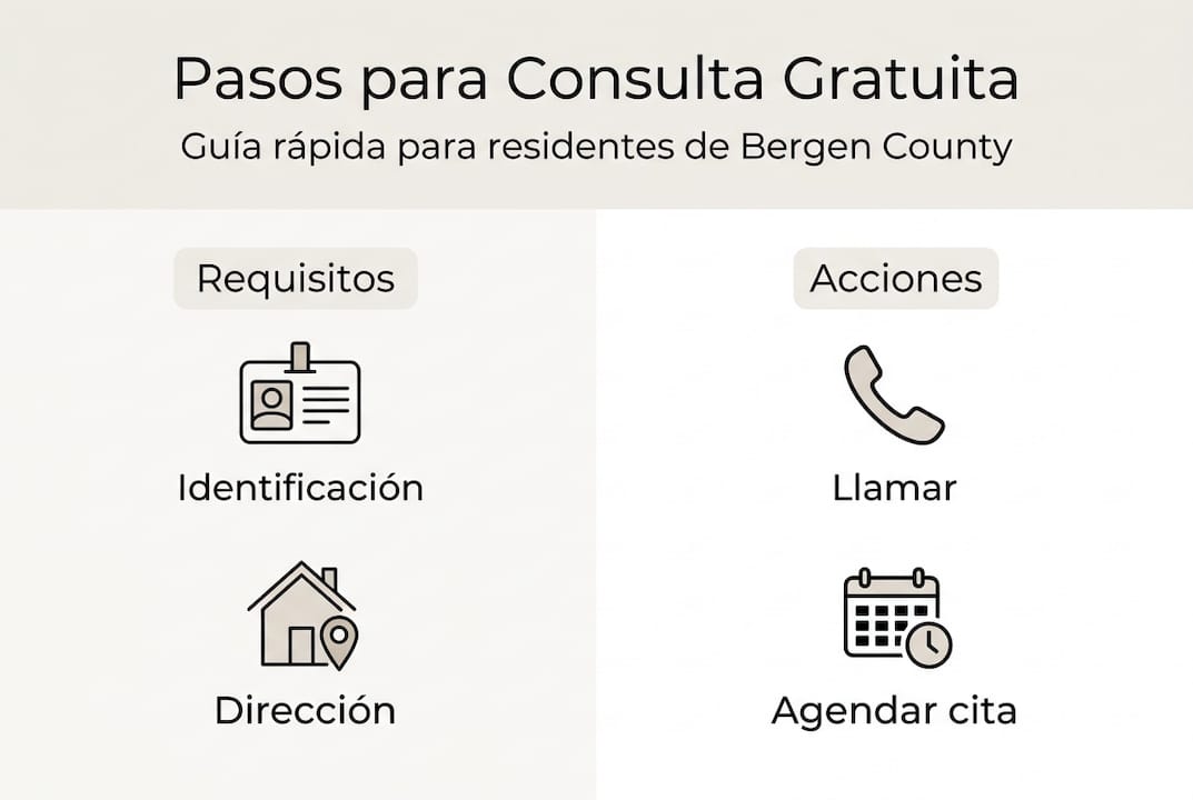 Guía visual con los pasos y requisitos necesarios para realizar una consulta