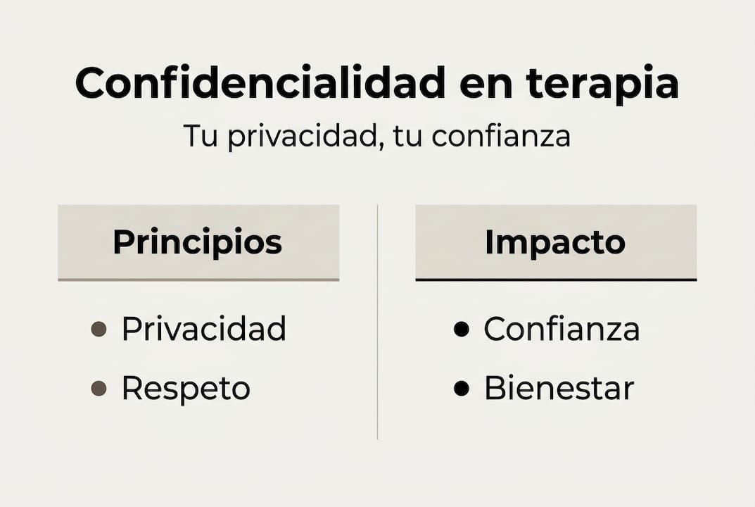 Infografía: aspectos esenciales de la confidencialidad en la terapia