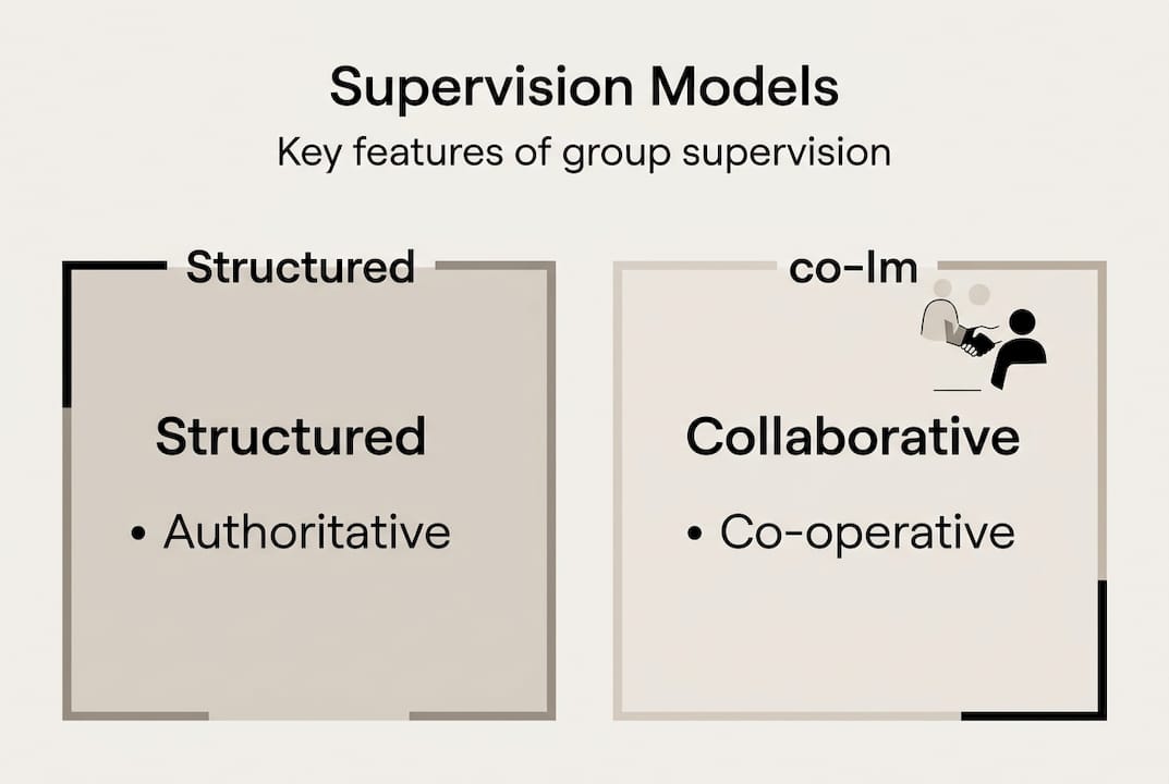 Infographic comparing four group supervision models