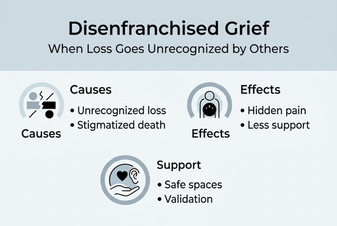 Infographic on disenfranchised grief causes effects support