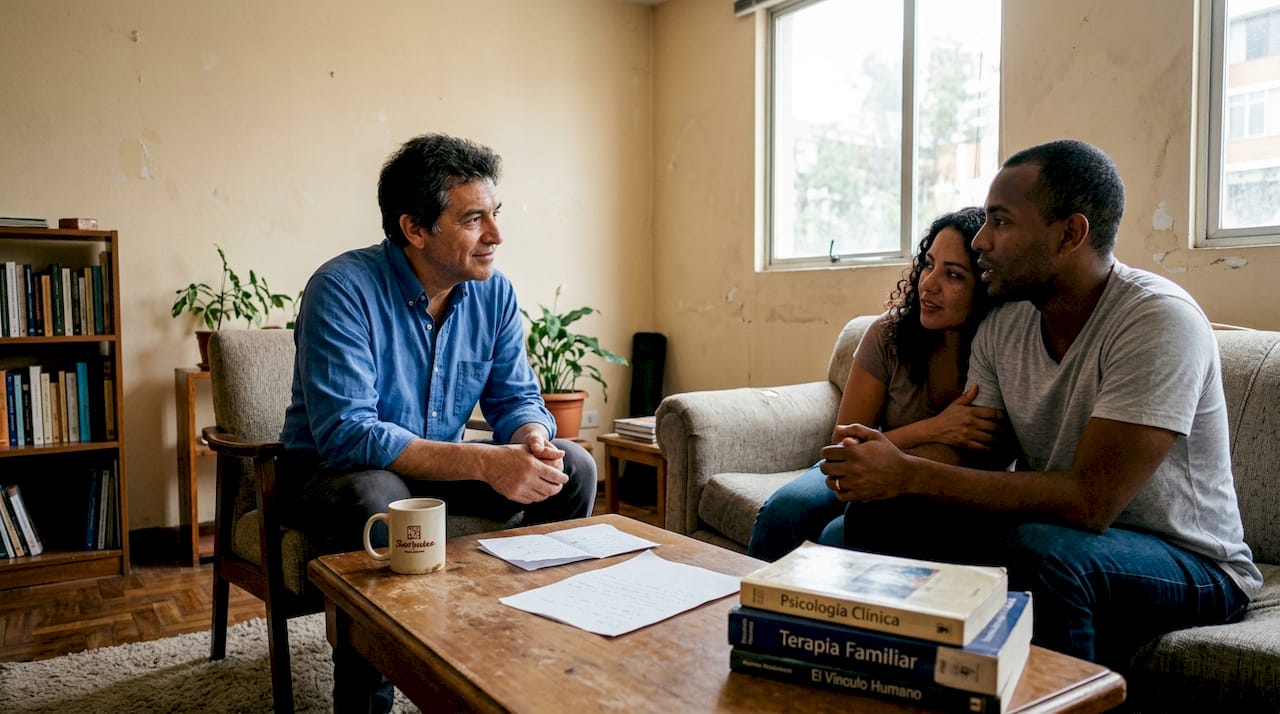 Un terapeuta que escucha atentamente y conecta emocionalmente con sus pacientes, mostrando comprensión y empatía en cada sesión.