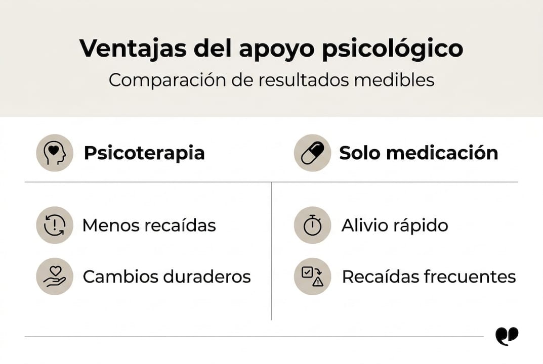 Infografía: ¿Psicoterapia o medicación? Descubre las diferencias y cuál puede ser la mejor opción para ti.