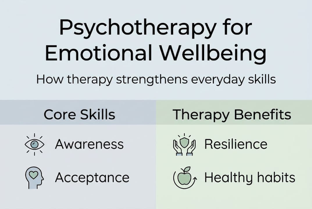 Infographic showing core emotional wellbeing skills