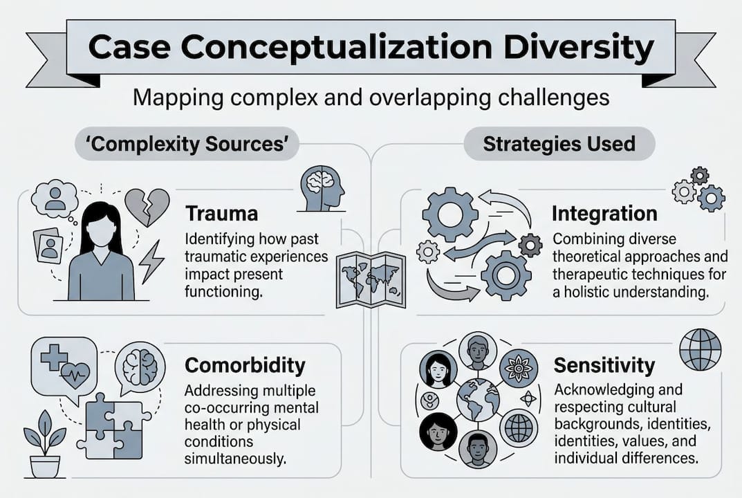 Infographic showing complexity and strategies in conceptualization