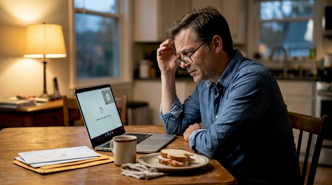 Person struggling with telehealth tech issues