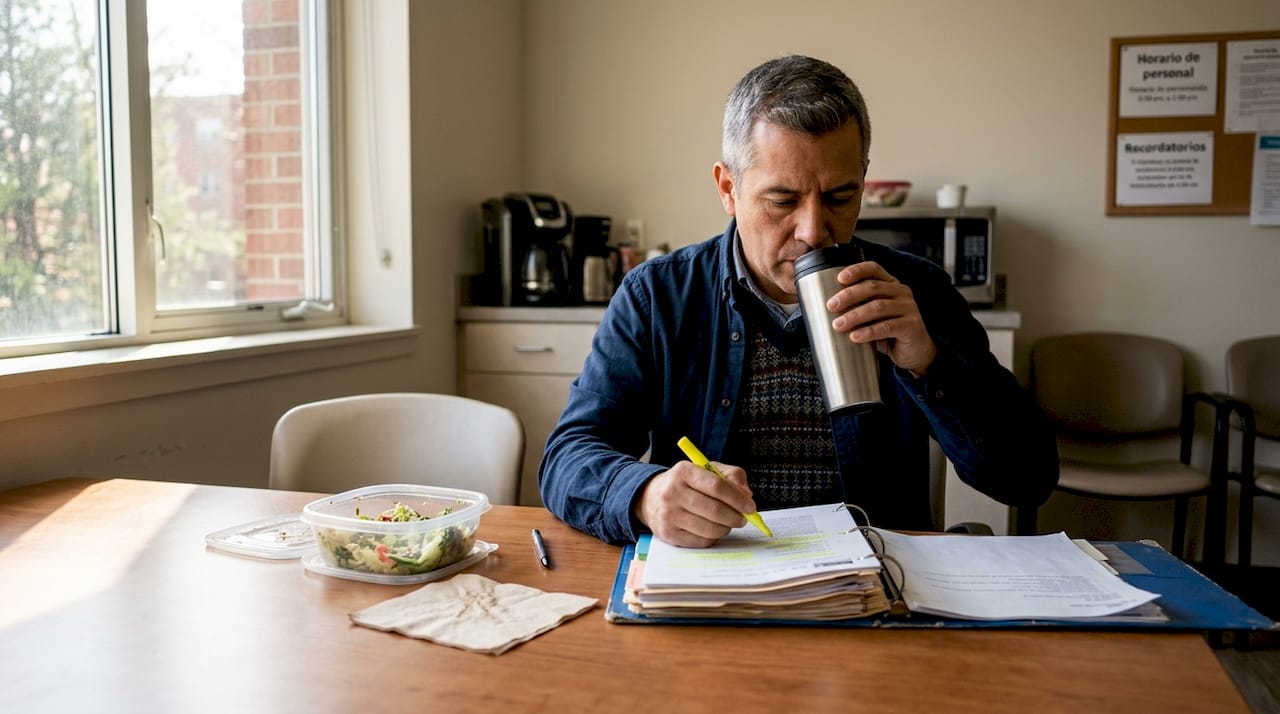 Psicoterapeuta revisando sus apuntes para asegurarse de cumplir con la ética profesional en una sesión de supervisión.