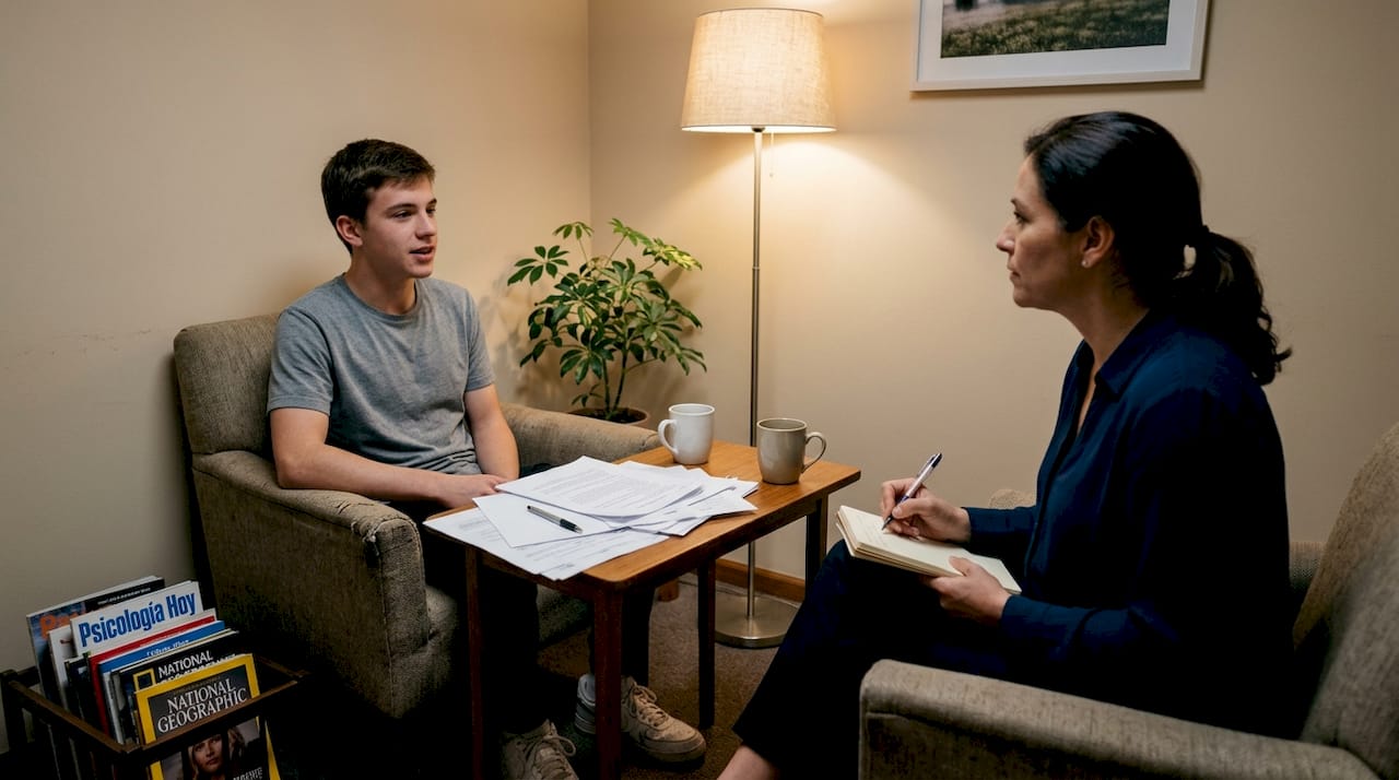 Joven acudiendo a una consulta psicológica
