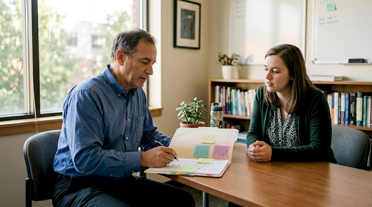 Reunión de supervisión clínica para analizar y comentar las notas de los casos.
