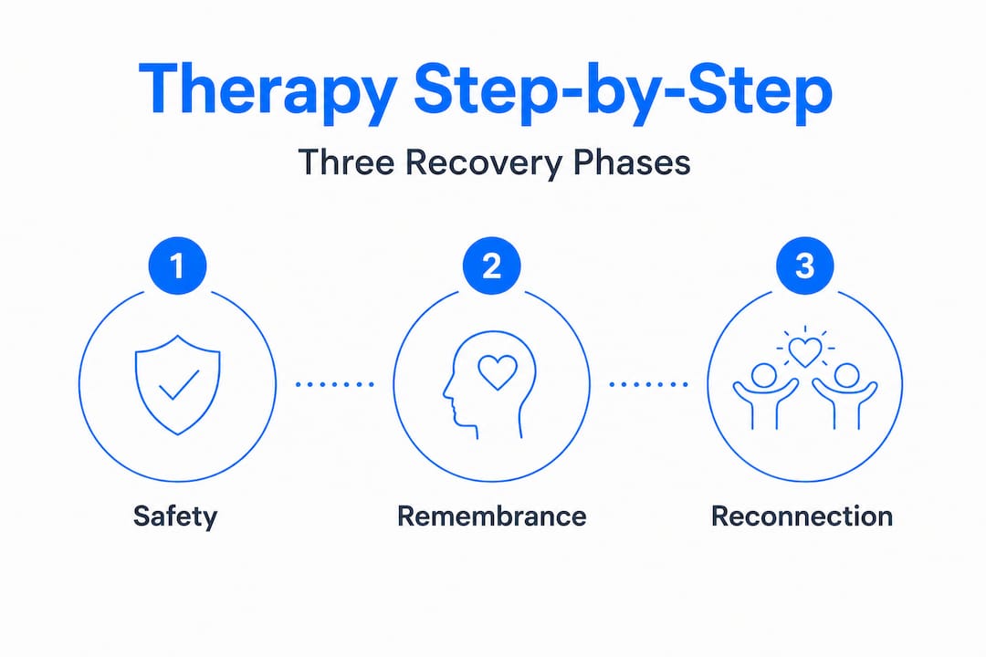 Infographic showing three phases of therapy