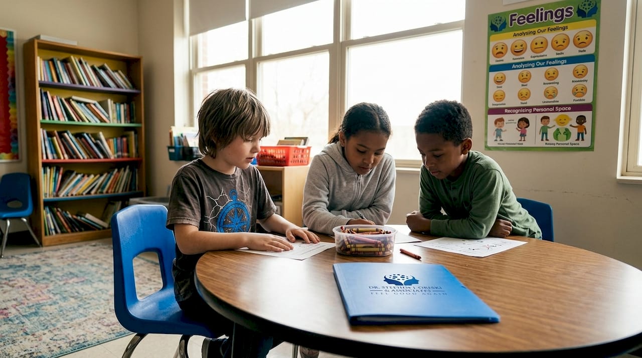 Children learning about boundaries in classroom