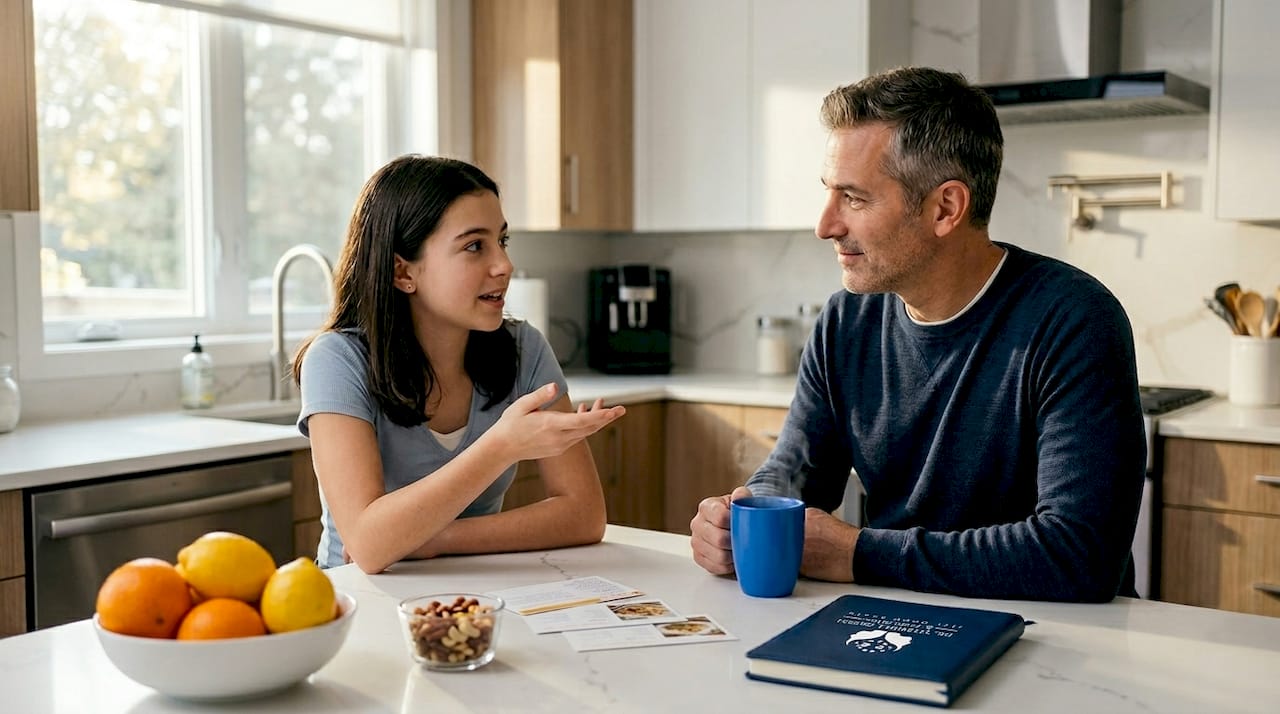 Father actively listening to daughter