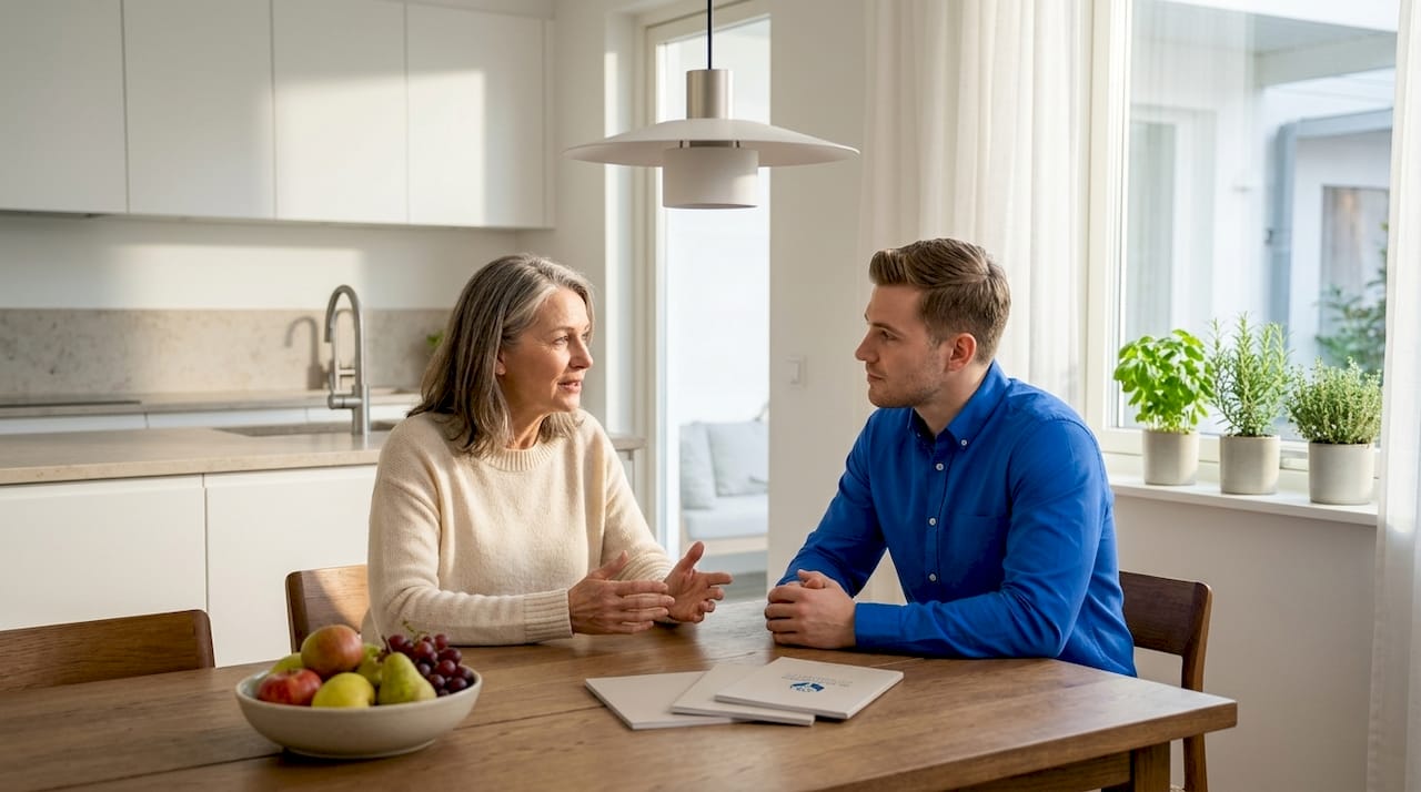 Family calmly discussing personal boundaries