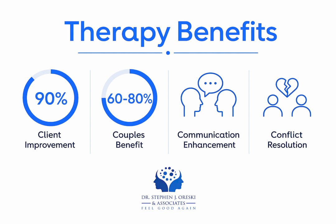 Infographic showing key benefits of marriage and family therapy