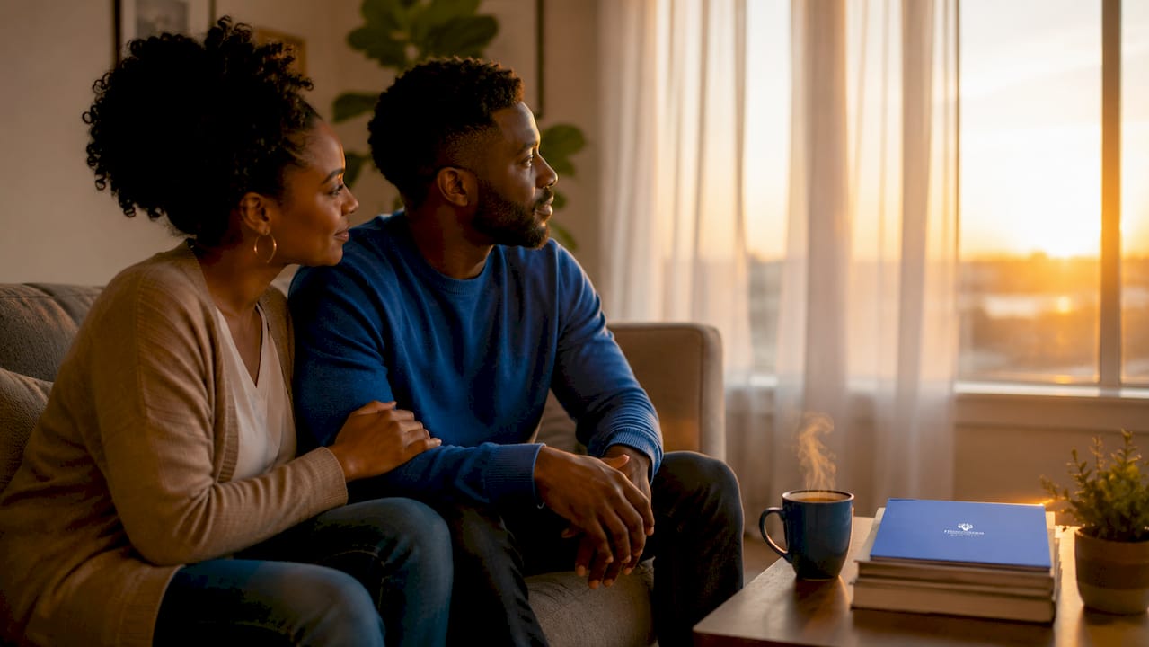 Young couple calmly discussing feelings