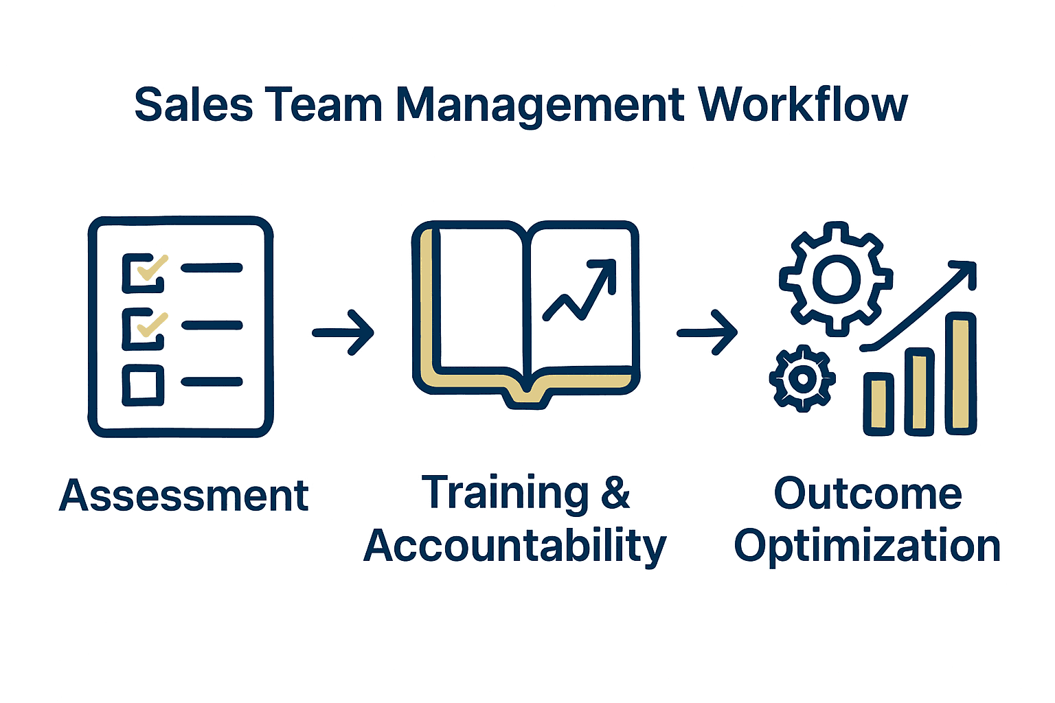 Infographic visualizing steps in sales team management workflow