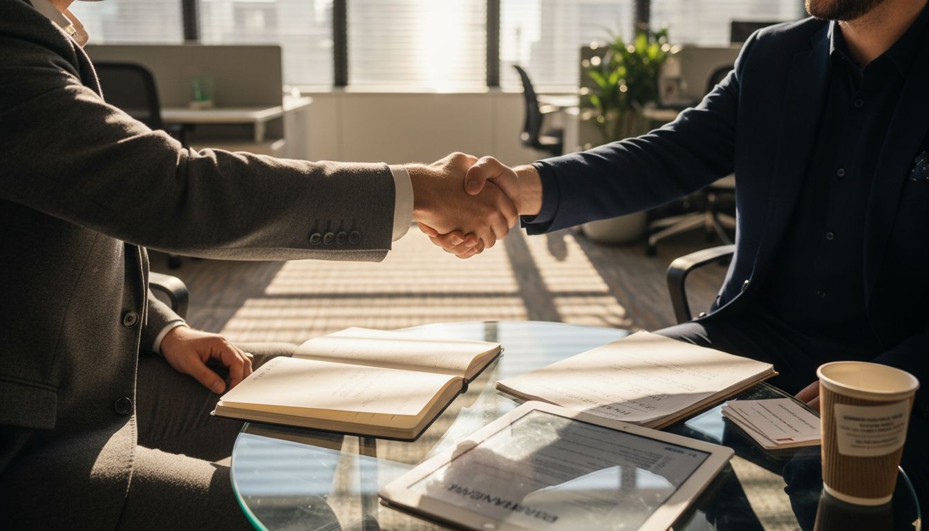 B2B sales handshake office meeting