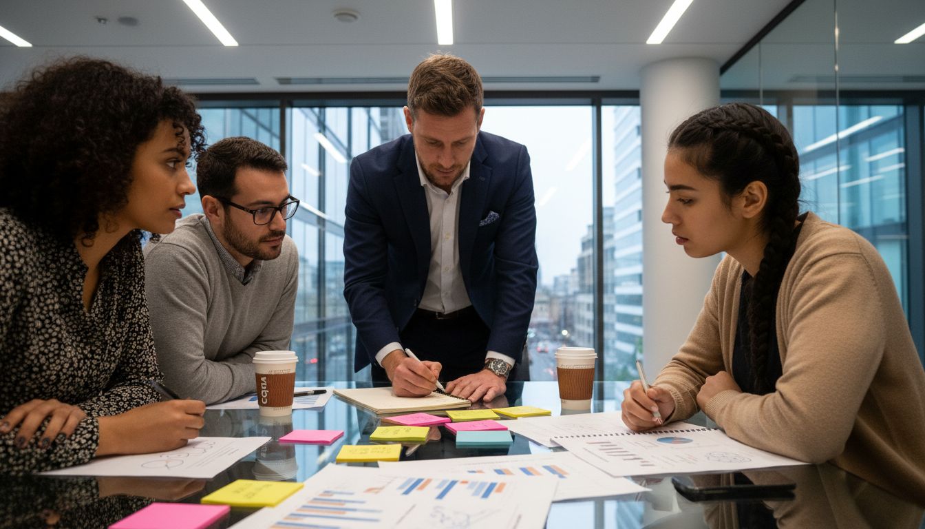 Sales team setting measurable KPI targets