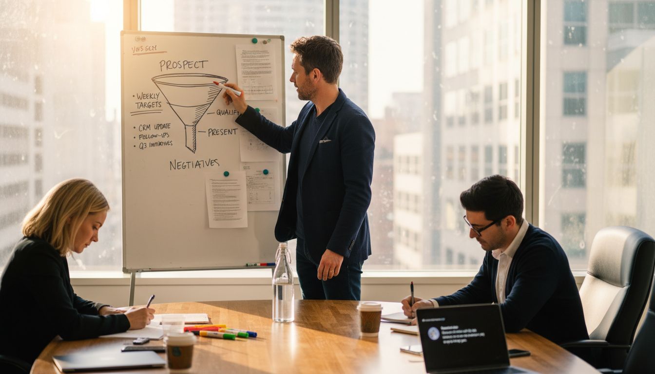 Sales manager explaining sales process steps