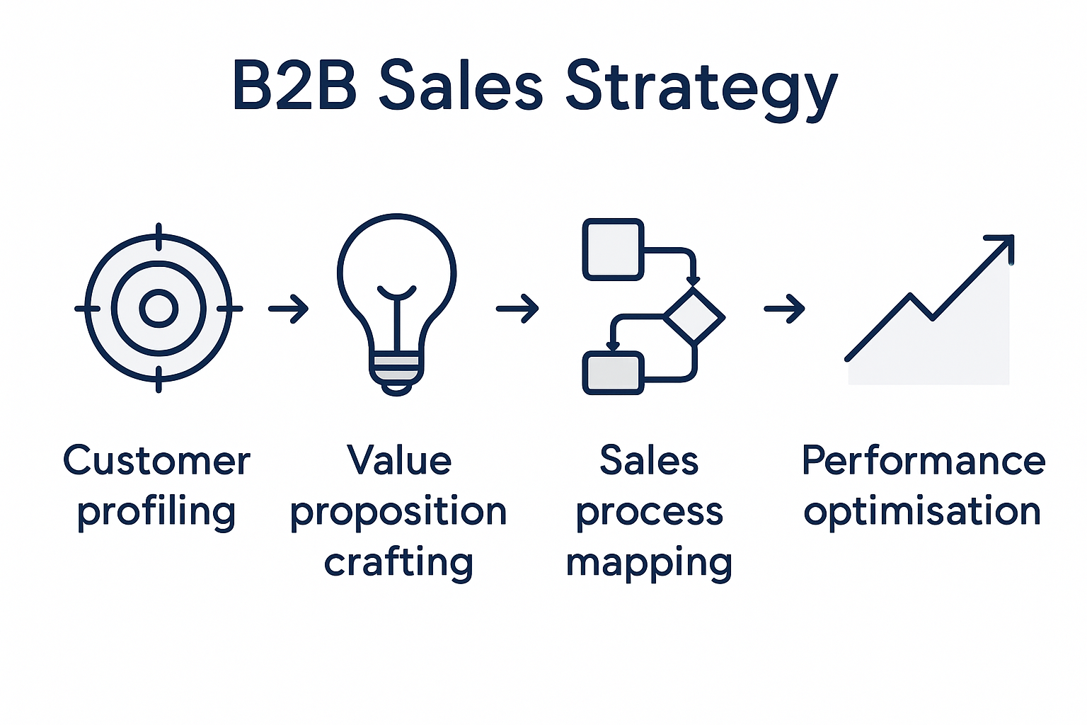 Stages of B2B sales strategy infographic