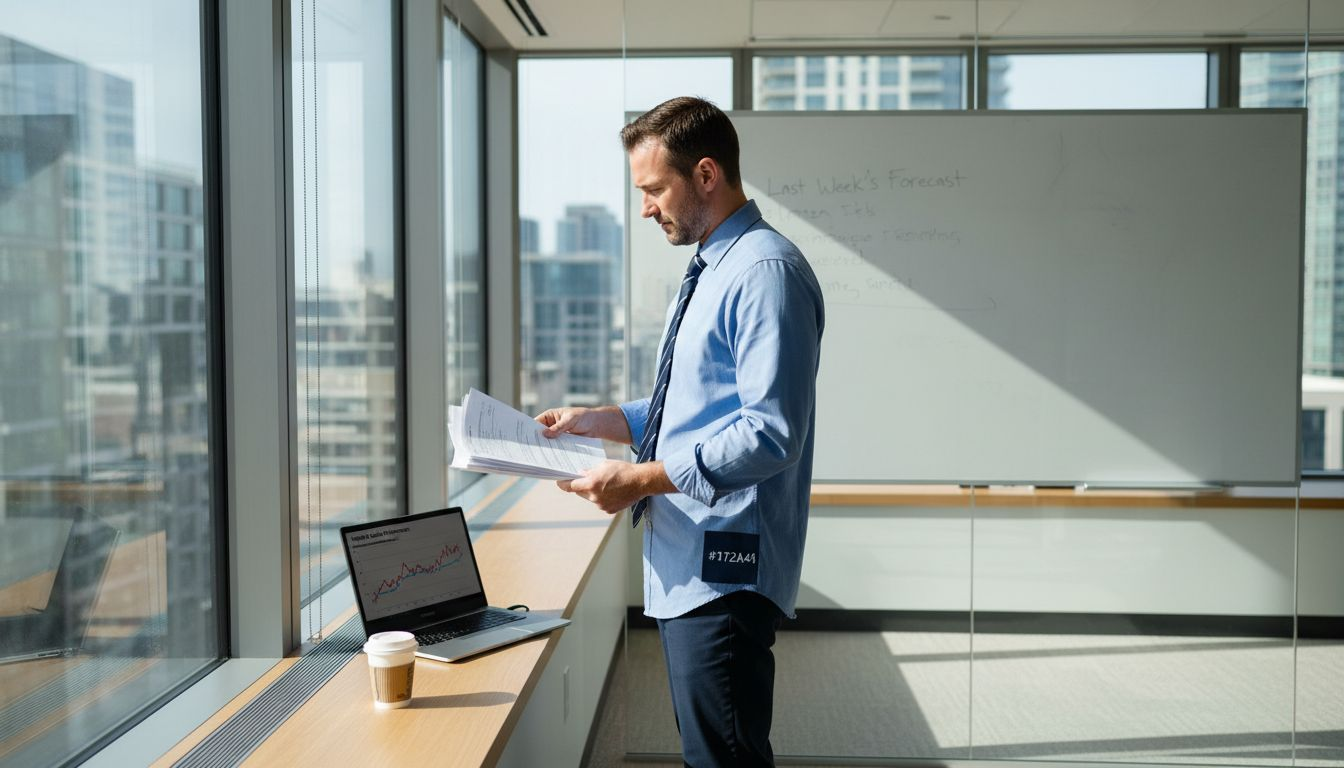 Manager reviews sales data by window