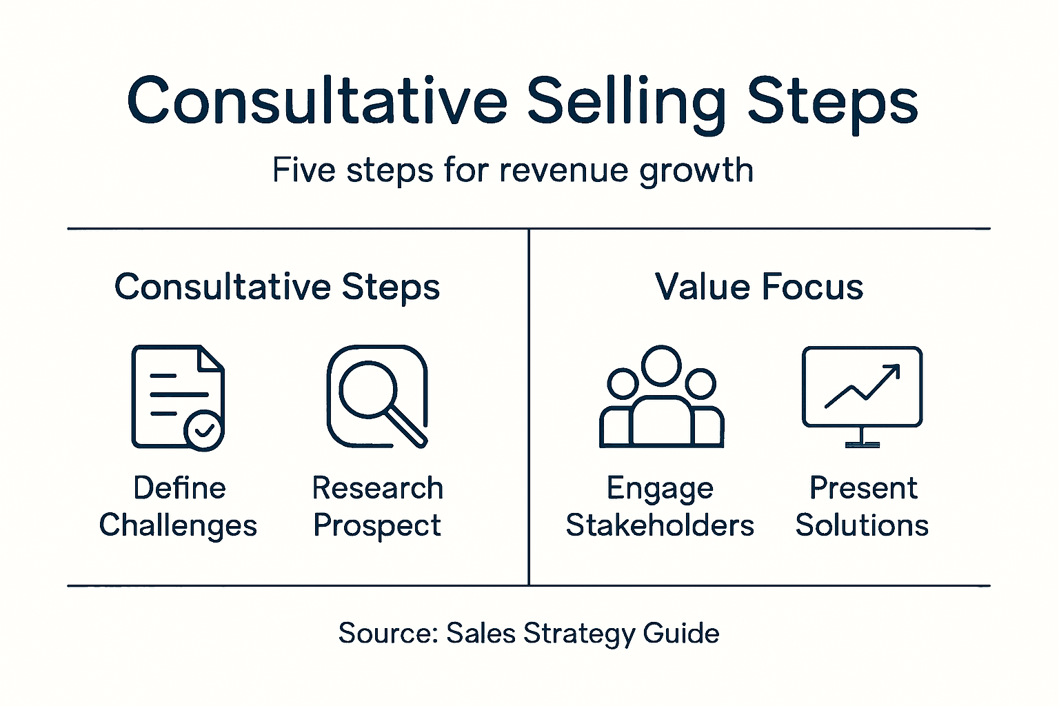 Infographic showing consultative selling steps overview