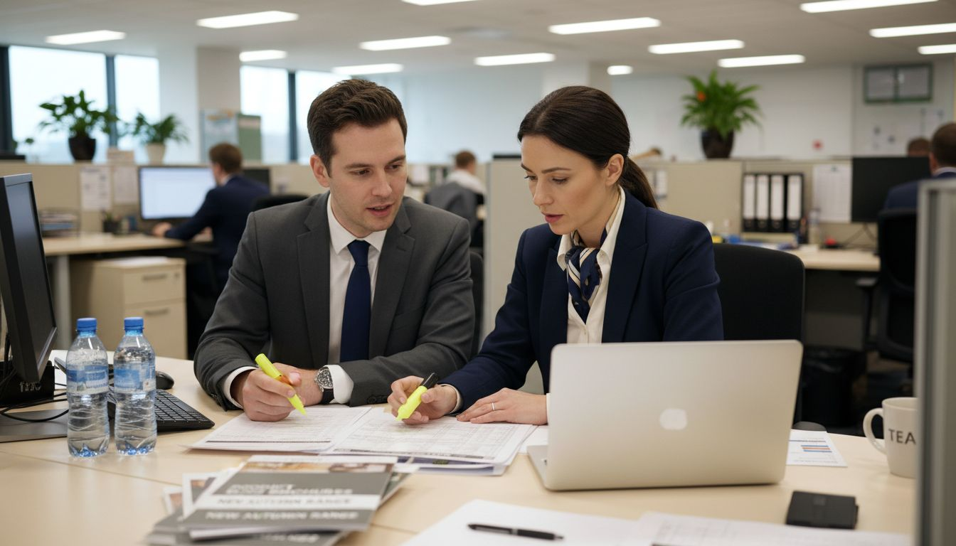 Colleagues collaborating on outbound sales leads