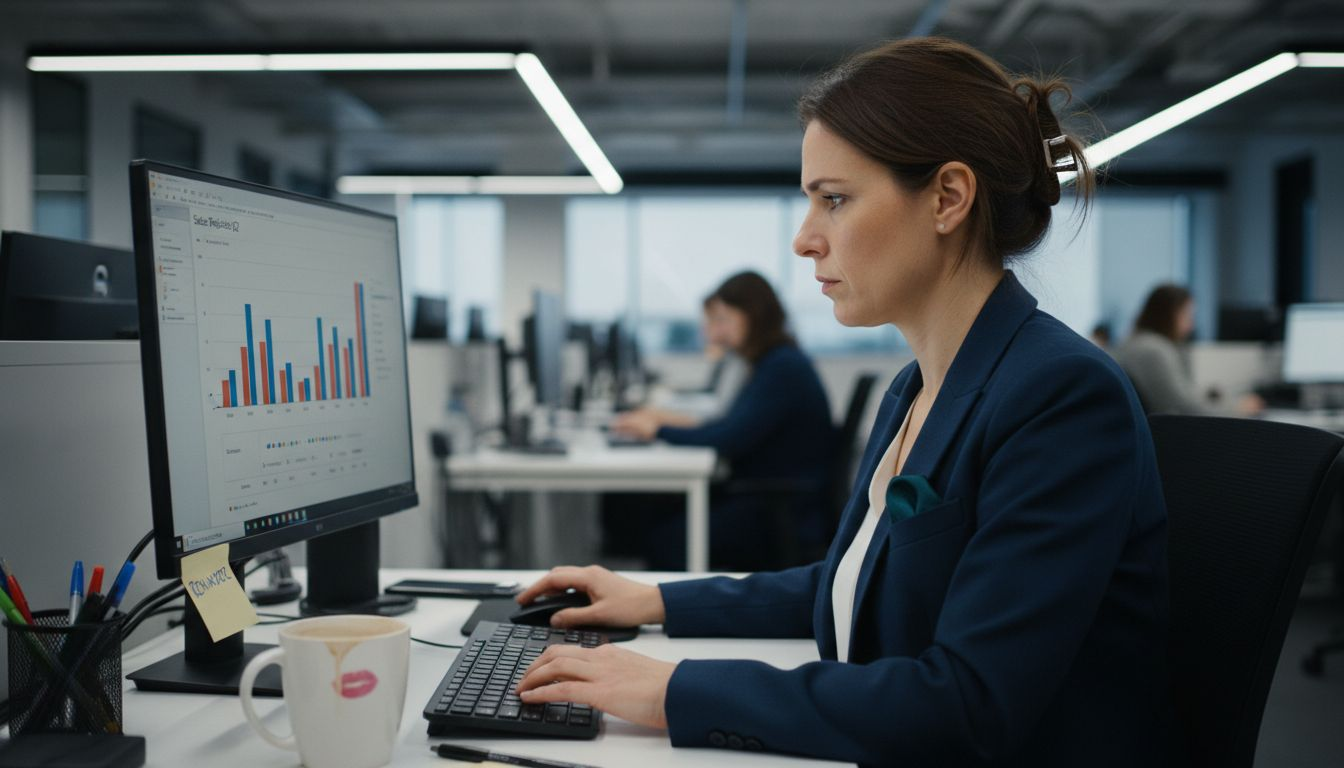 Sales professional analyzing data at desk
