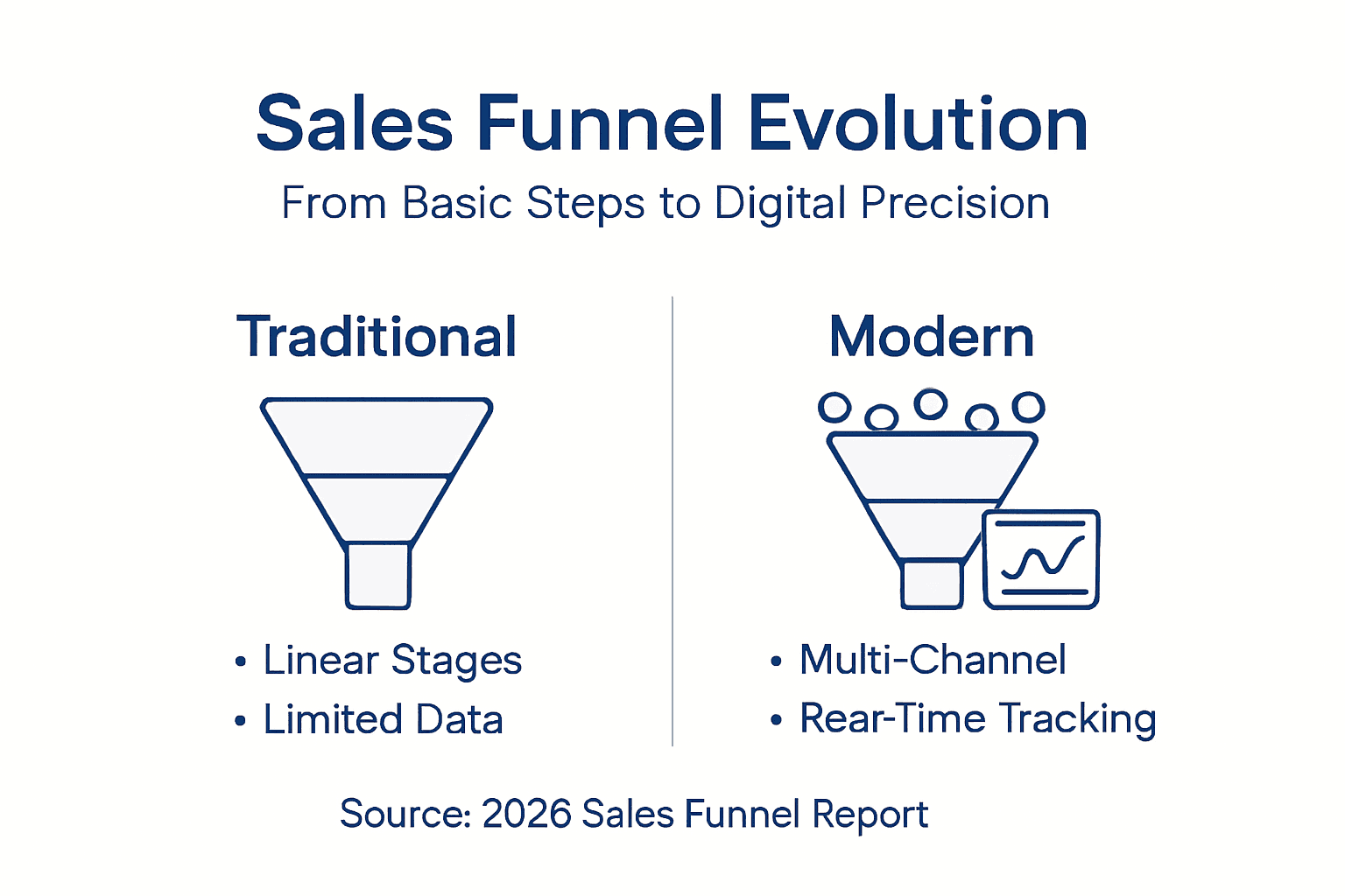 Infographic comparing traditional and modern sales funnels