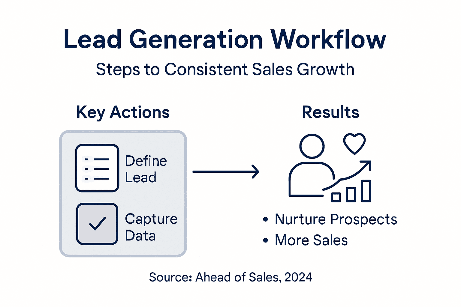 Infographic with lead generation workflow steps