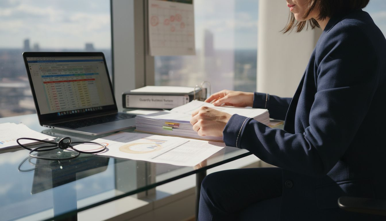 Manager reviewing sales performance data at desk