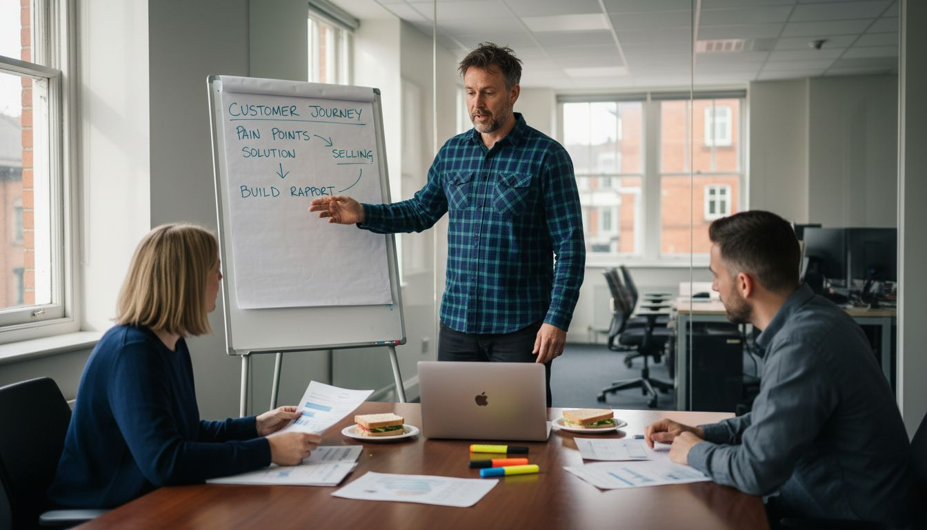 Trainer leading informal sales training session